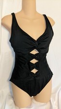 Carmen Marc Valvo Sz 10 Coastal Twist Loop Front Cut Out Mio Black Swimsuit 130