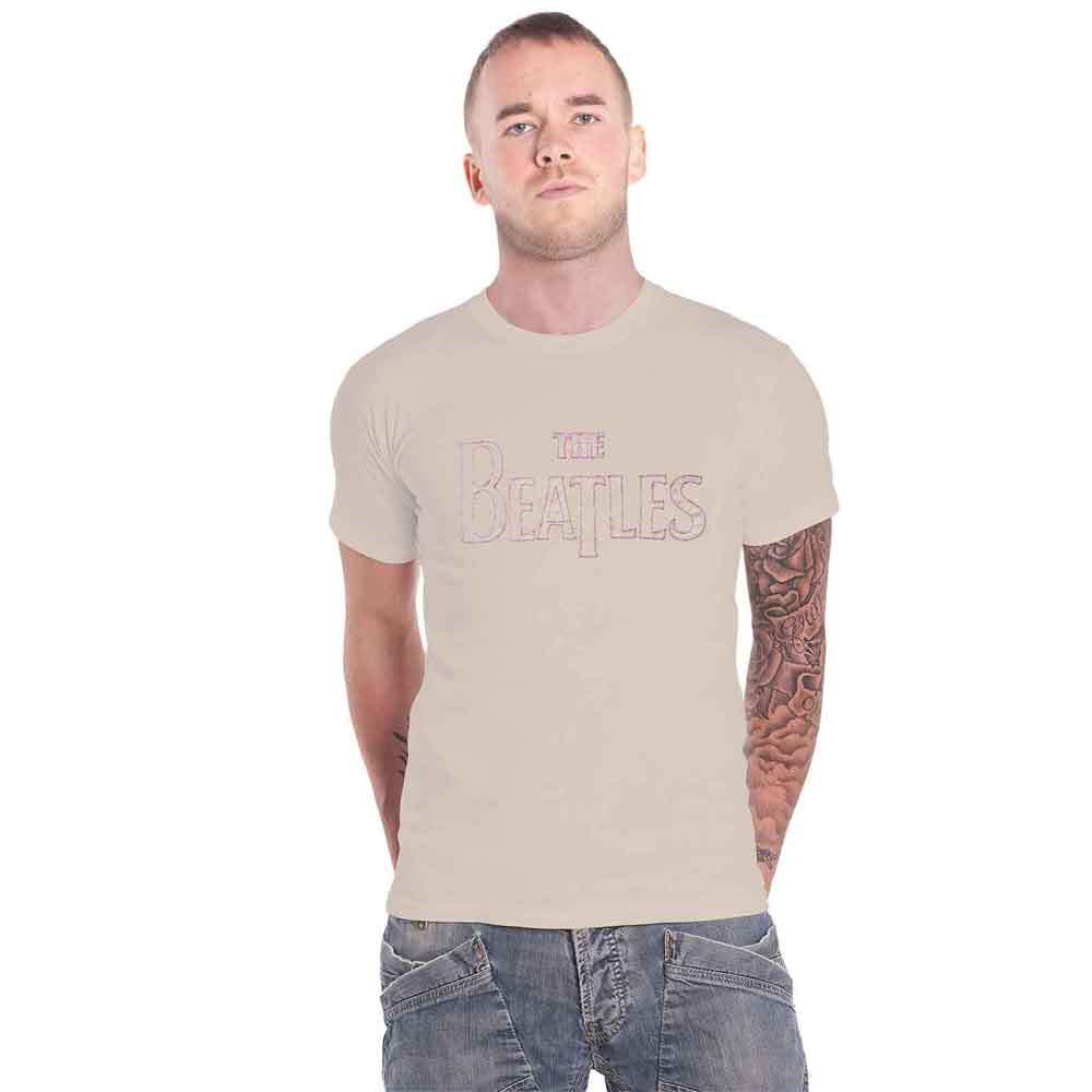 Official Unisex Sand Embroidered Drop T Logo The Beatles T-Shirt Brand New Merchandise