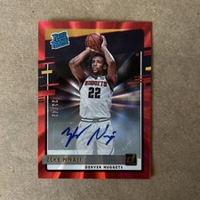 2020-21 Donruss Zeke Nnaji Denver Nuggets Rookie Auto Red Laser Card #’d 21/49