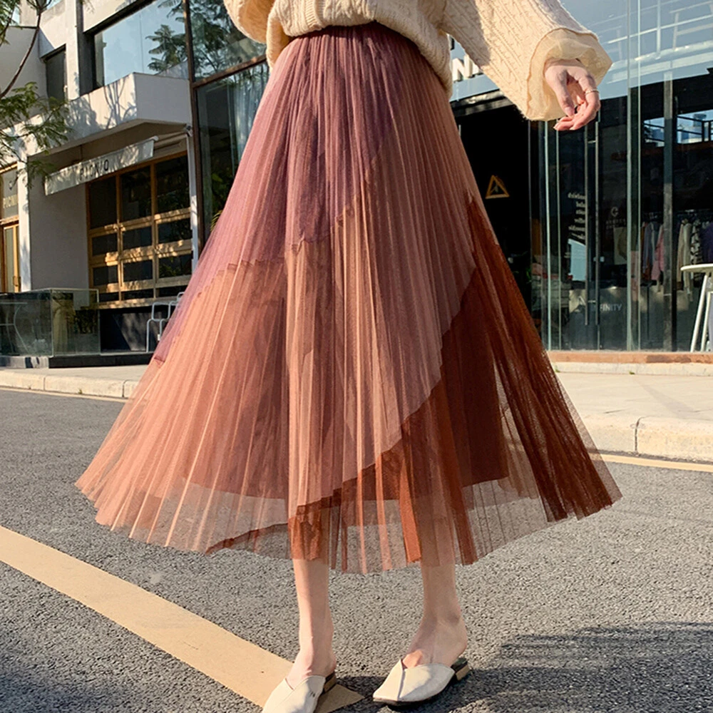 Sheer skirt top with pleats