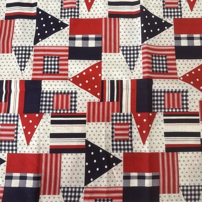 Vintage Cotton Fabric Patriotic RWB Patchwork Remnant 31'x36'' #28