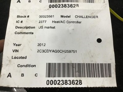 Heater Climate Temperature Control US Market Fits 11-14 CHALLENGER 426836
