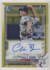 2021 Bowman Chrome Prospects Yellow Refractor 58/75 Hyun-il Choi Auto 04cw