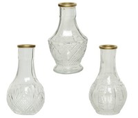 Vase Glas 11,5Cm X 1 StüCk Mit Goldrand Und Relief Blumenvase - Vasen Deko 11,5