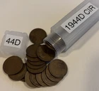 1944 d wheat pennies Roll Of 50 Circulated