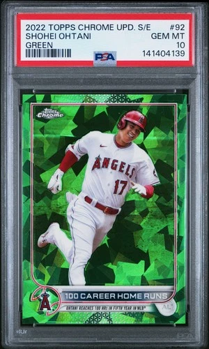 4139 Shohei Ohtani 2022 Topps Chrome Update Sapphire #US92 Green RC /75 PSA 10