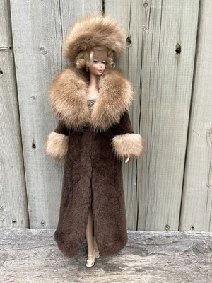 Brown Sheared Mink Coat & Hat 4 Silkstone Barbie Fashion  display picture 3