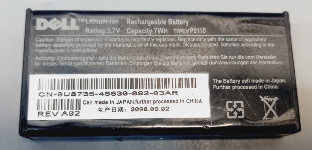 Dell P9110 Lithium-Ion Rechargeable Battery 3.7V 7WH Genuine OEM [0A]