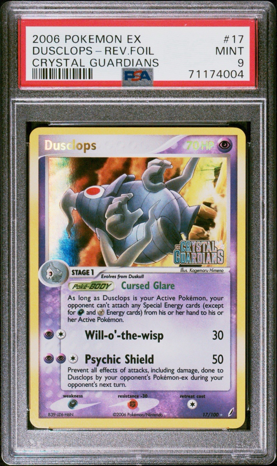 2006 POKEMON EX CRYSTAL GUARDIANS #17 DUSCLOPS-REVERSE FOIL PSA 9