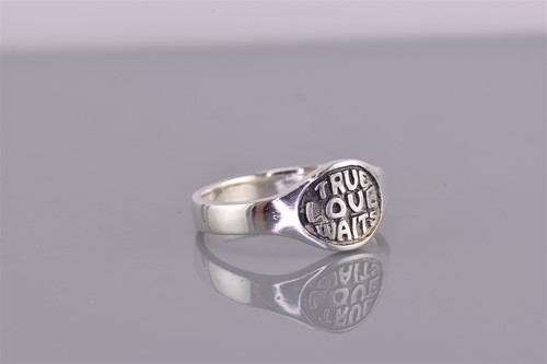 JNR Sterling Silver Carved Oxidized TRUE LOVE WAITS Band Ring 925 Sz: 10