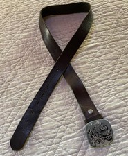 Leather Brown Belt 31  -37  Soft Pliable Exchangeable Buckle Marked M read 