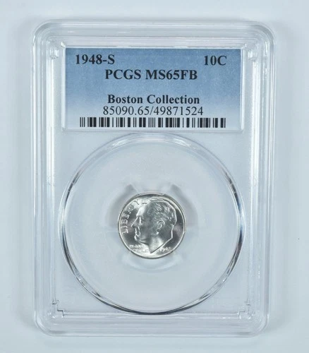 1948-S Roosevelt Dime Boston Collection MS65 FB PCGS Blue Label *9977