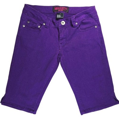 Y2K Vintage Miss Kitty Couture Purple Denim Jean Shorts Women's Juniors Size 5