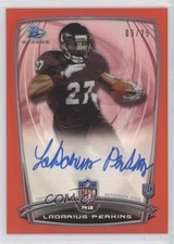 2014 Bowman Rookie Chrome Refractor Red Border 9/25 Ladarius Perkins #2 Auto 0c2