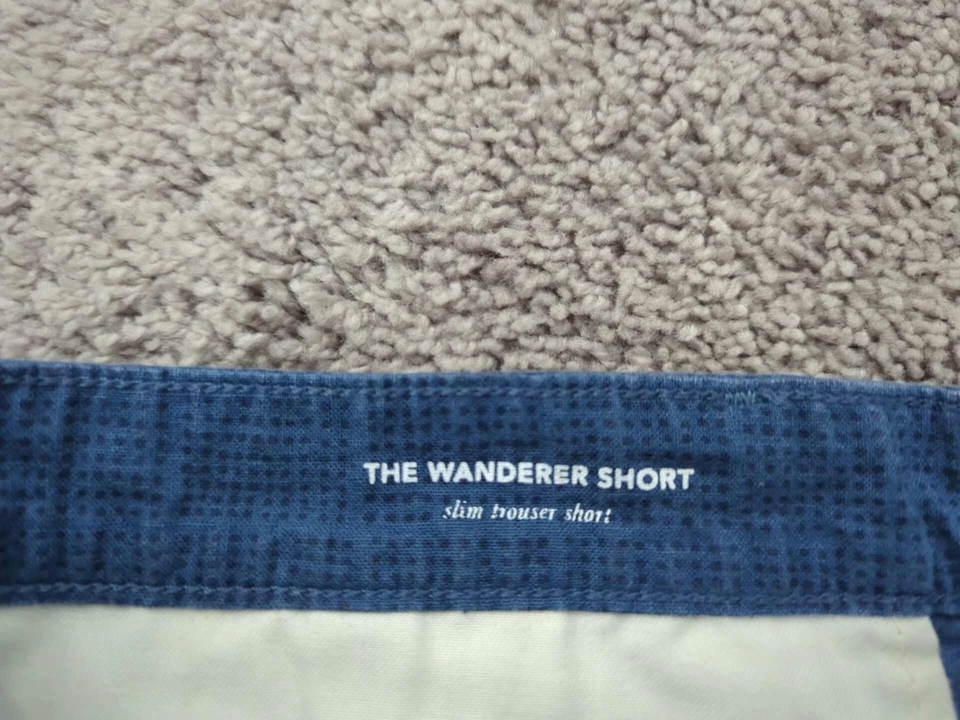 Shorts chino Adriano Goldschmied masculino 38R azul xadrez The Wanderer 55% linho - Imagem 4 de 4