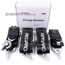 Black 4 Point 3 Racing Seat Belt Quick Release Snap-on Harness