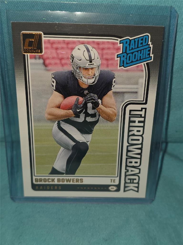 2024 Panini Donruss Football #45 Brock Bowers Rated Rookie Throwback - Raiders