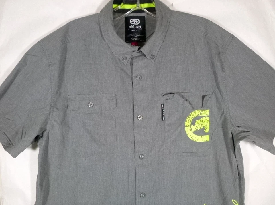 Ecko Unltd-Mens Short Sleeve-Casual Button Down Shirt-Large Slim Fit-Gray - Image 2 of 4