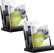 2 Pieces 8.5 x 11 Brochure Display Stand 3 Tier Wooden Brochure Holder Black