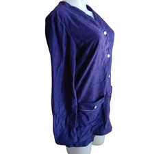 Velour Set Blouse Shorts 1960's Medium Vintage Women's Mod Royal Purple Mod