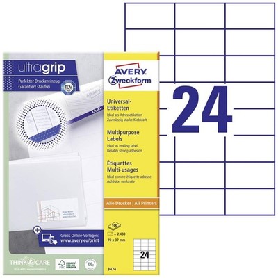 Avery Zweckform Universal Labels 70 x 37 mm for All A4 Printing White White 2400