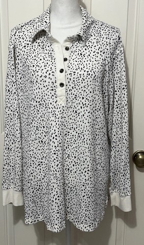 Jane and Delancey Long Sleeve Henley Top Shirt 1X Plus Size Casual Tunic Stretch