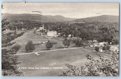 1959 Chester Vermont VT Vintage Postcard Aerial View From The Pinnacle Mountain
