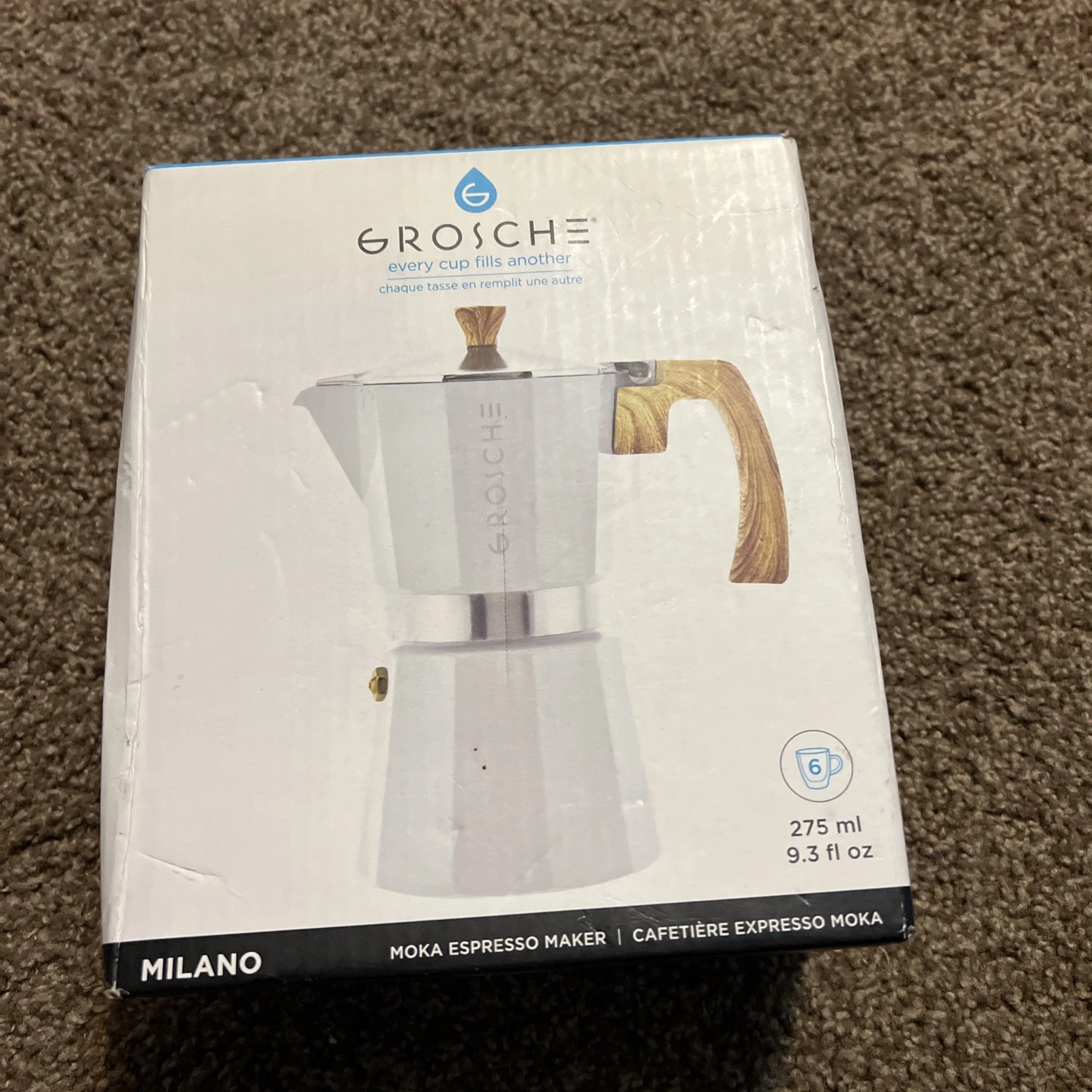 GROSCHE Milano white Moka Pot Espresso Maker Aluminum Matte Portable