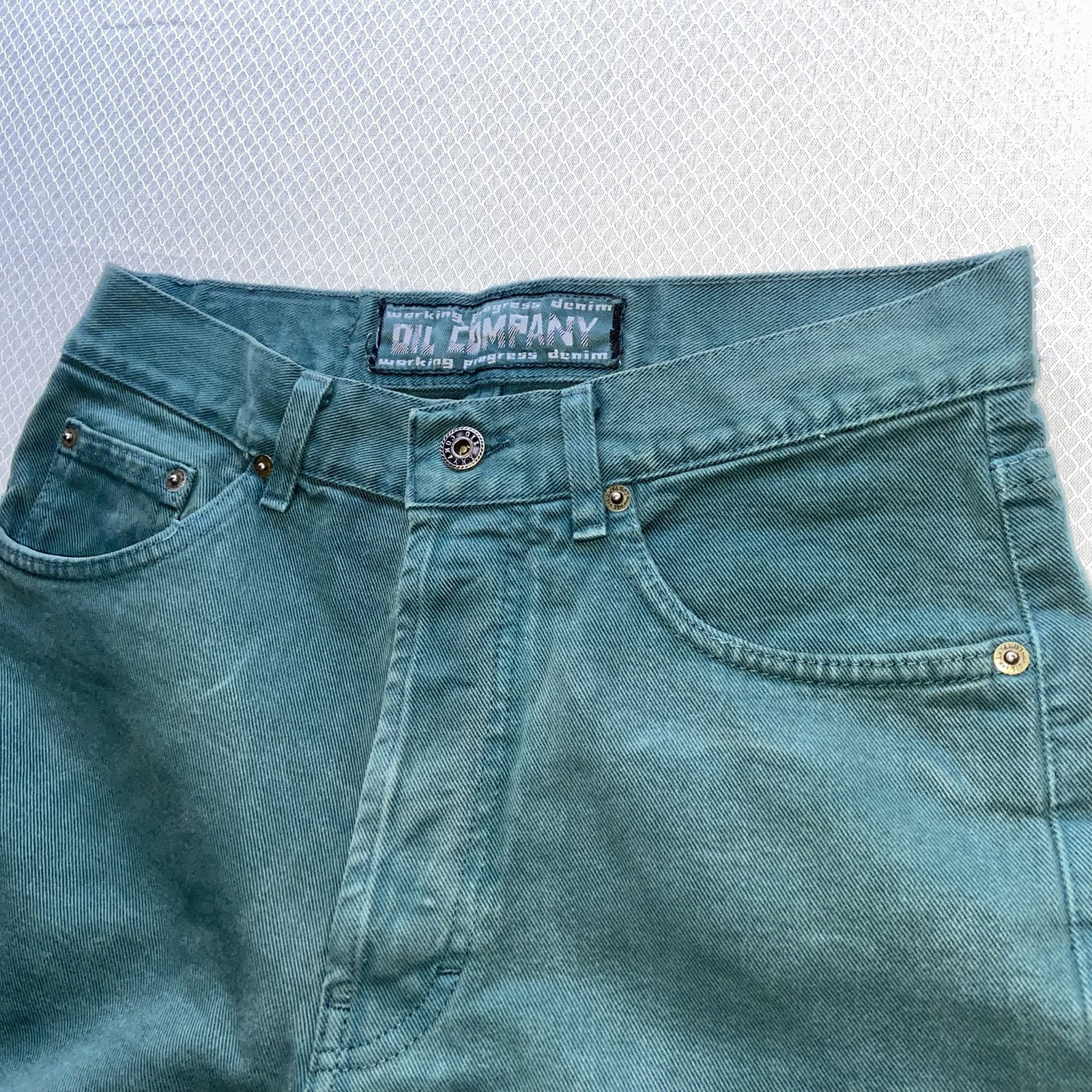 Jeans vintage American Oil Company verde petrolio a gamba dritta - Taglia 46