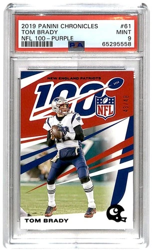 2019 Panini Chronicles NFL 100 Purple 43/49 Tom Brady #61 PSA 9 ES6