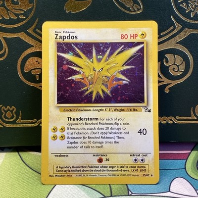 Zapdos Fossil Cosmos Holo SWIRL thunderstorm deck 15/62 LP +