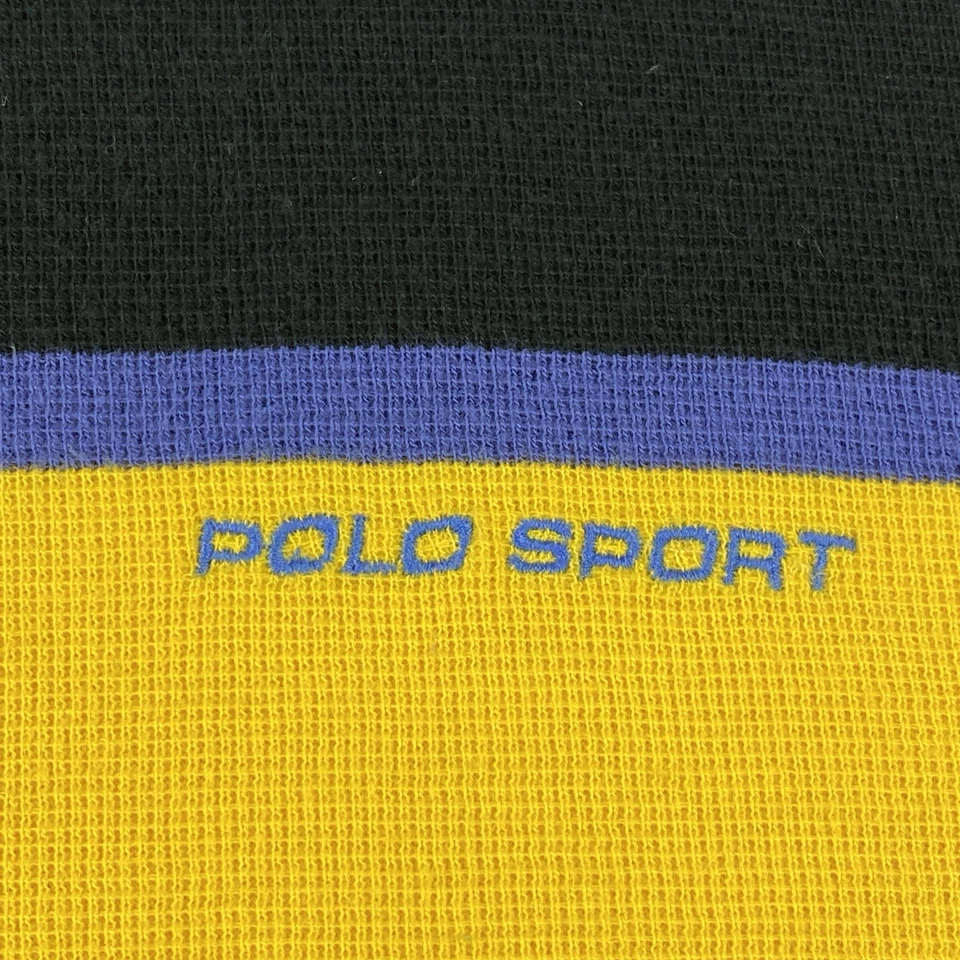 Polo Sport Ralph Lauren Hombres XL Rugby Camisa Negro Amarillo Púrpura Rayas De Colección Foto 4 de 4