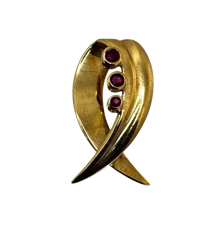 Solid 10K Yellow Gold Ruby Enhancer Slide Pendant - image 1