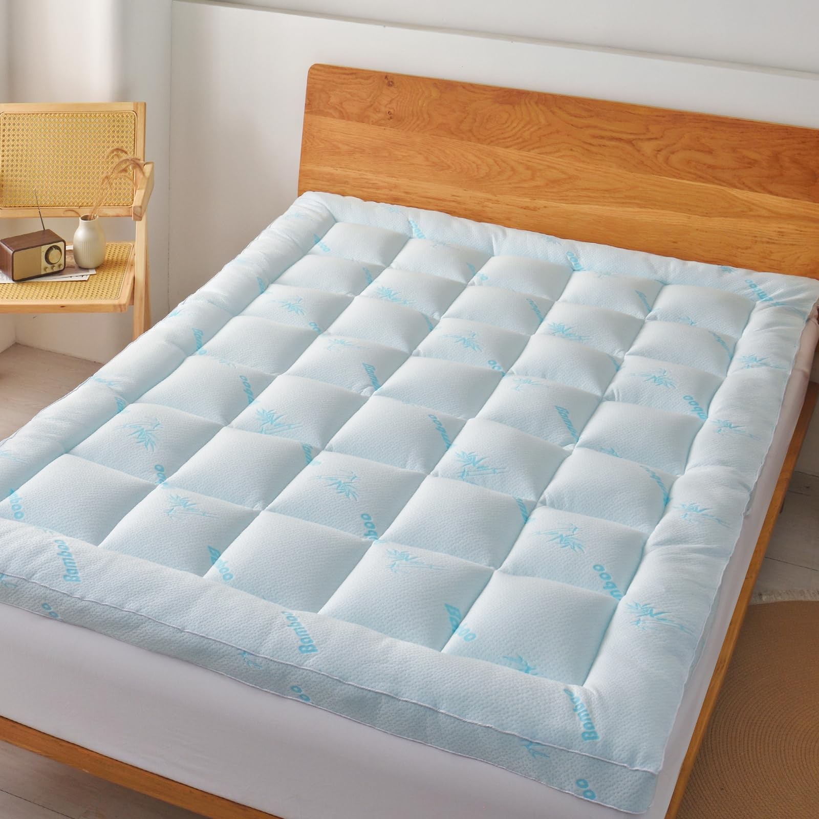 Cooling Extra Thick Queen Mattress Topper Breathable Viscose for Comfort-image