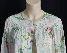 SNOWDON Vintage 1960s FLORAL PRINT NYLON Mini DRESSING GOWN LINGERIE ROBE S