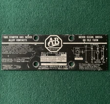 Vintage ALLEN BRADLEY 709 Size 4 Starter Manufacturers Data Plate ID Tag