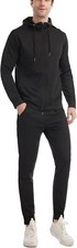Sweatsuits for Men Tracksuit Track Suits 2 Piece Set Zip Up Large, Black-1