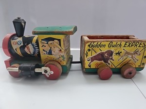 Fisher Price Golden Gulch Express Train #191 Distressed 2 Pieces Attached Retro