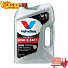 Full Synthetic High Mileage MaxLife 5W-20 Motor Oil 5QT Minimizes Oil 31.07 per gallon