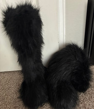 Women s Black Faux Fur Winter Boots, Solid wi...
