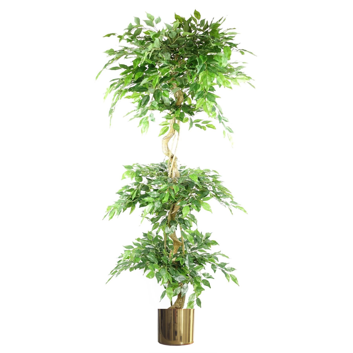 B&Q - Artificial Ficus Triple Ball Tree 6Ft Gold Metal Planter - Image 2