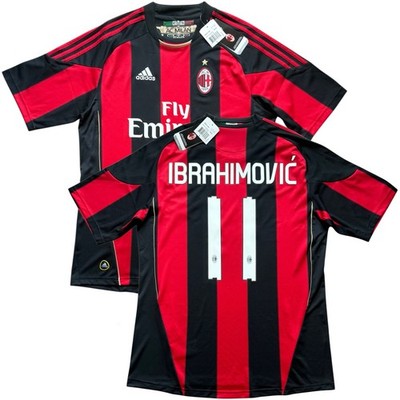 2010/11 AC Milan Home Jersey #11 Ibrahimovic Large adidas Long