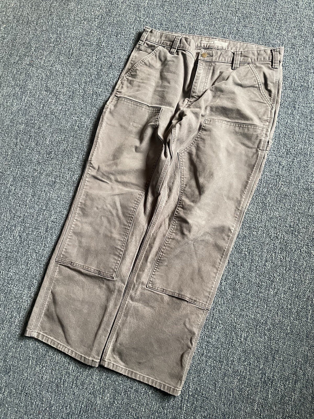 Carhartt Double Knee Duck Pants Relaxed Fit 34x30 Gray Rugged Flex