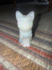 Fenton Opalescent Art Glass Hand Painted Cat Figurine Floral Signed