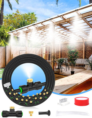 Misters for outside Patio 63FT(19.2M)+21 Brass Mist Nozzles+A Brass Adapter(3/4''