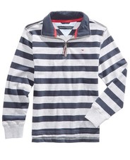 NEW TOMMY HILFIGER Boy  s Stripe Quarter-Zip Pullover, Size 4