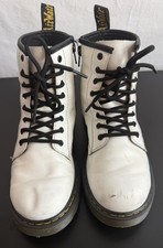 Dr. Martens Docs 1460 J Combat Boots Youth Size 3 White Leather Side Zip