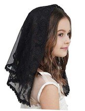 Lace Headcovering for Girls Church Mantilla Veils for Girl Lace Head Black Veil