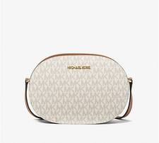 NEW MICHAEL KORS  VANILLA WHITE JET SET TRAVEL MED SIGNATURE LOGO CROSSBODY BAG