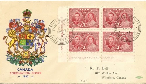 Canada #237 Winnipeg Coronation FDC with May 10,  LL PB #1 on Coronation cover.